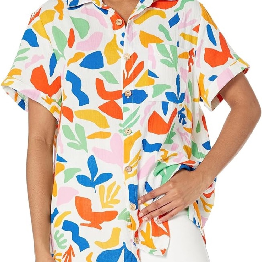 Show Me Your MuMu Mikey Colorful Abstract Cotton Button Down Shirt Resort